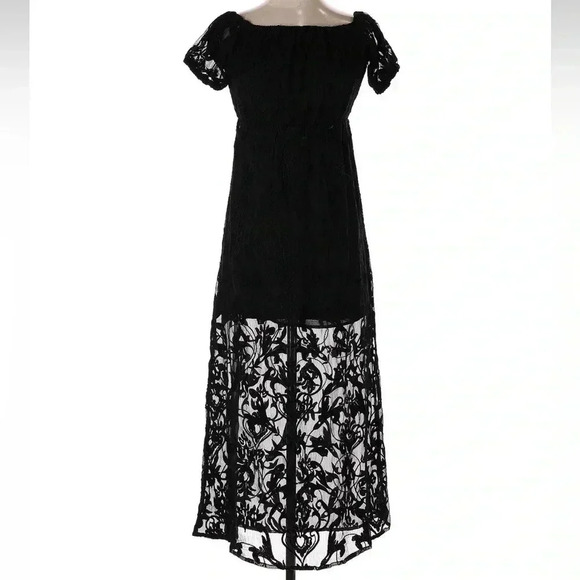 Bardot Black Off The Shoulders Lace Overlay Gracie Midi Dress Size 4 XS - Picture 5 of 9